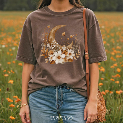 Autumn Harvest Floral Moon T-Shirt