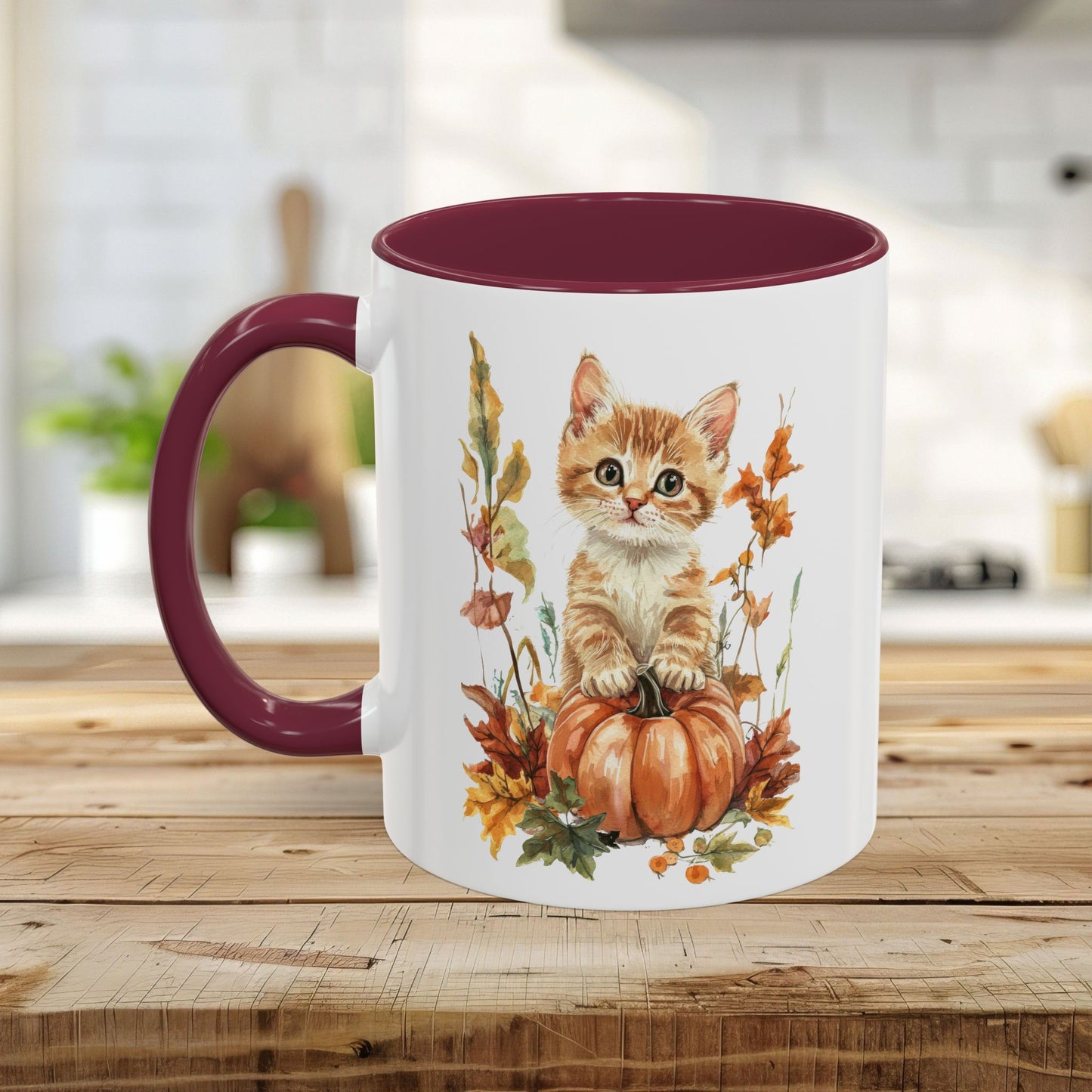 Autumn Kitten Pumpkin & Foliage Mug (11/15oz)