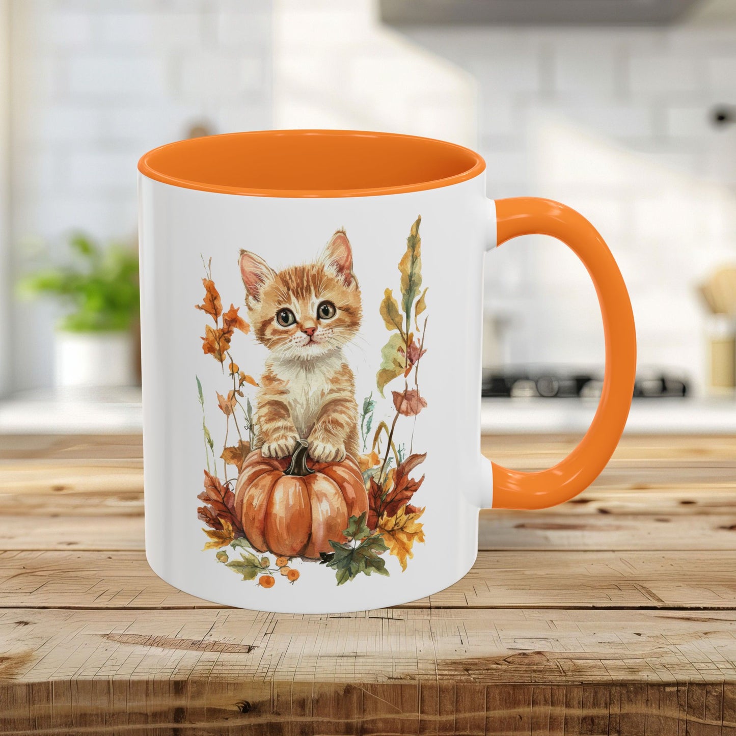 Autumn Kitten Pumpkin & Foliage Mug (11/15oz)