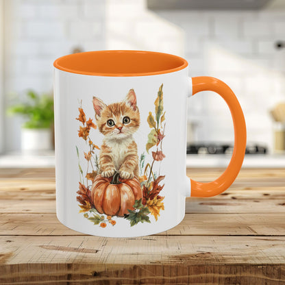 Autumn Kitten Pumpkin & Foliage Mug (11/15oz)