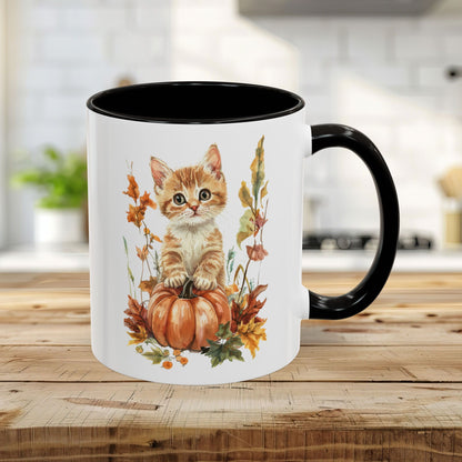 Autumn Kitten Pumpkin & Foliage Mug (11/15oz)