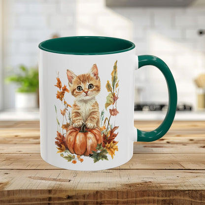 Autumn Kitten Pumpkin & Foliage Mug (11/15oz)