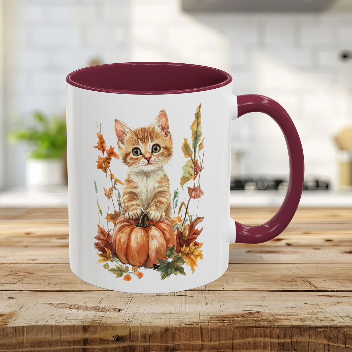 Autumn Kitten Pumpkin & Foliage Mug (11/15oz)