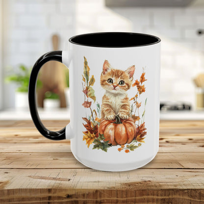Autumn Kitten Pumpkin & Foliage Mug (11/15oz)