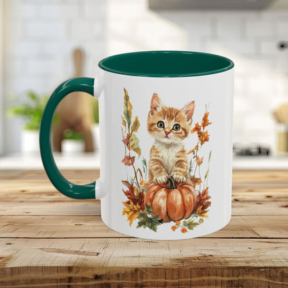 Autumn Kitten Pumpkin & Foliage Mug (11/15oz)