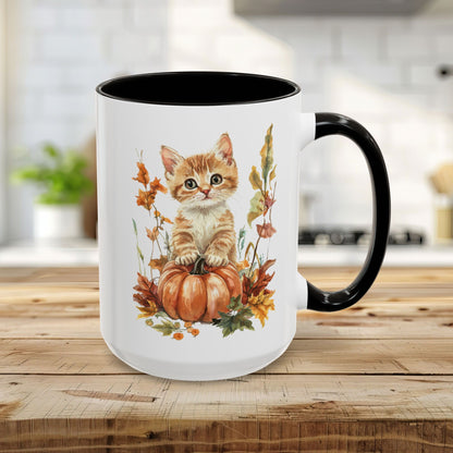 Autumn Kitten Pumpkin & Foliage Mug (11/15oz)