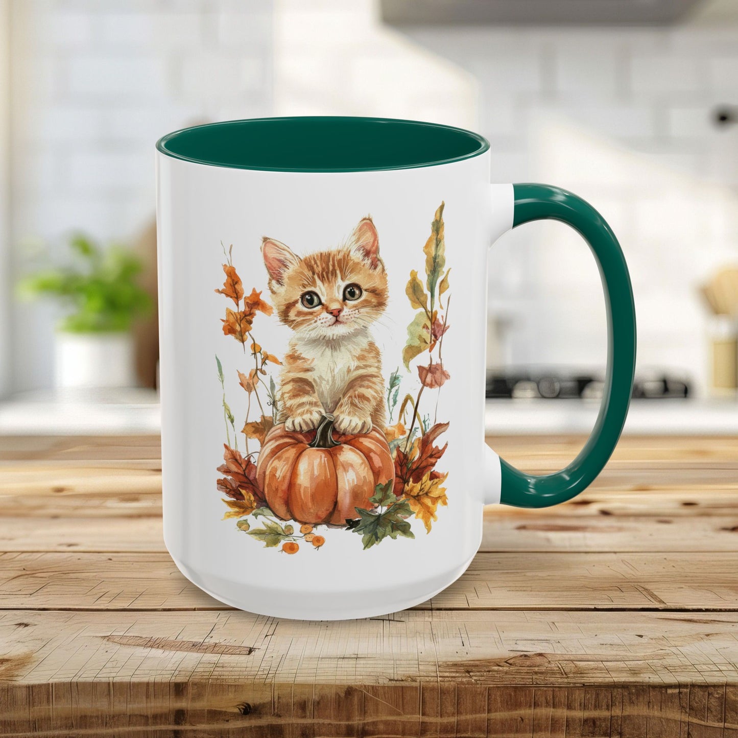 Autumn Kitten Pumpkin & Foliage Mug (11/15oz)