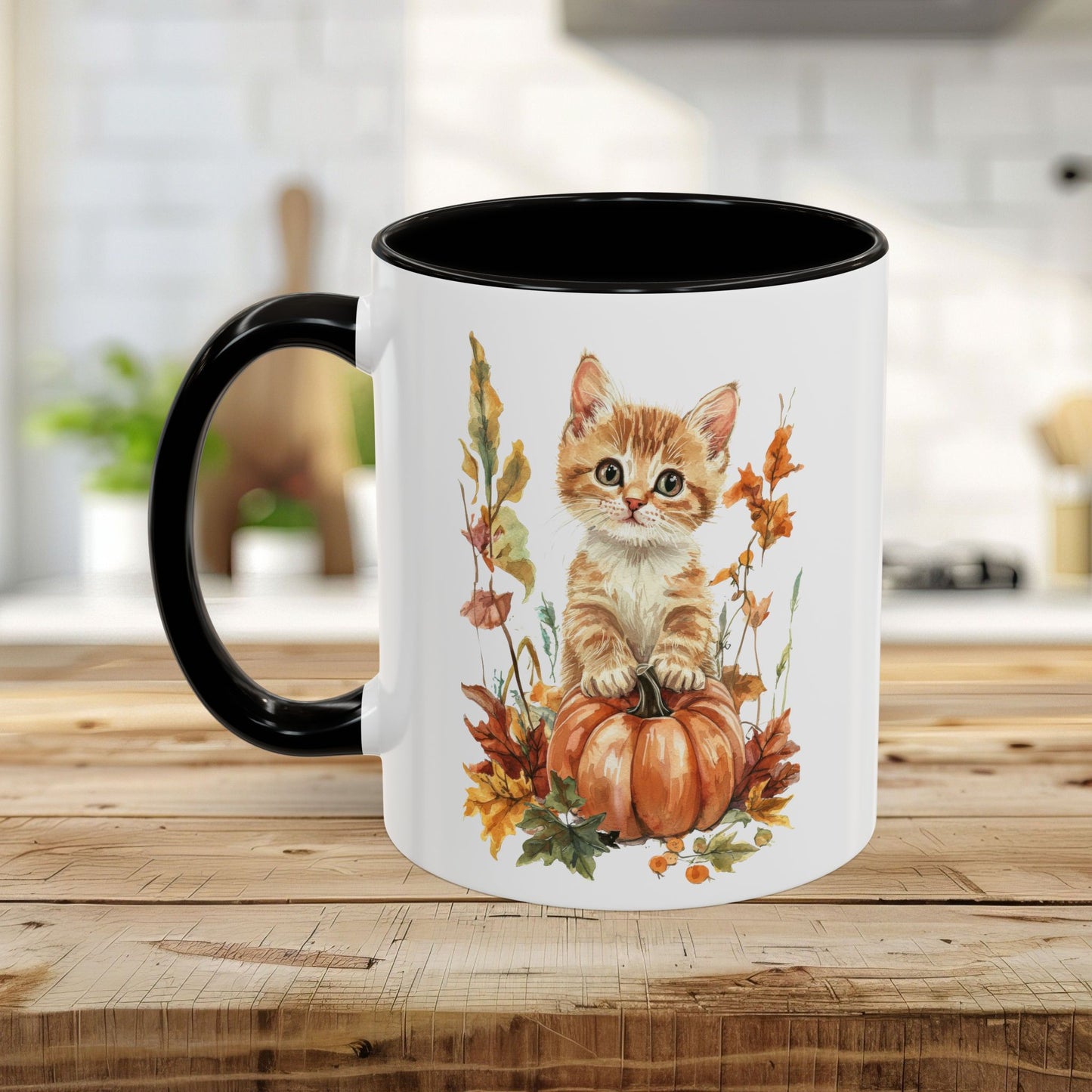 Autumn Kitten Pumpkin & Foliage Mug (11/15oz)