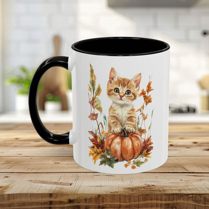 Autumn Kitten Pumpkin & Foliage Mug (11/15oz)