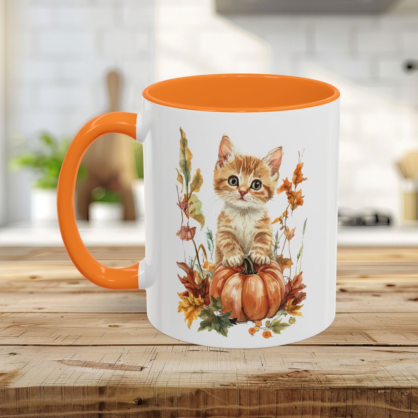 Autumn Kitten Pumpkin & Foliage Mug (11/15oz)