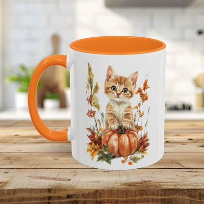 Autumn Kitten Pumpkin & Foliage Mug (11/15oz)