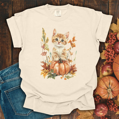 Autumn Kitten Pumpkin & Foliage T-Shirt