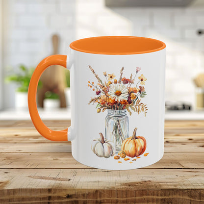 Autumn Mason Jar Bouquet & Pumpkins Mug (11/15oz)