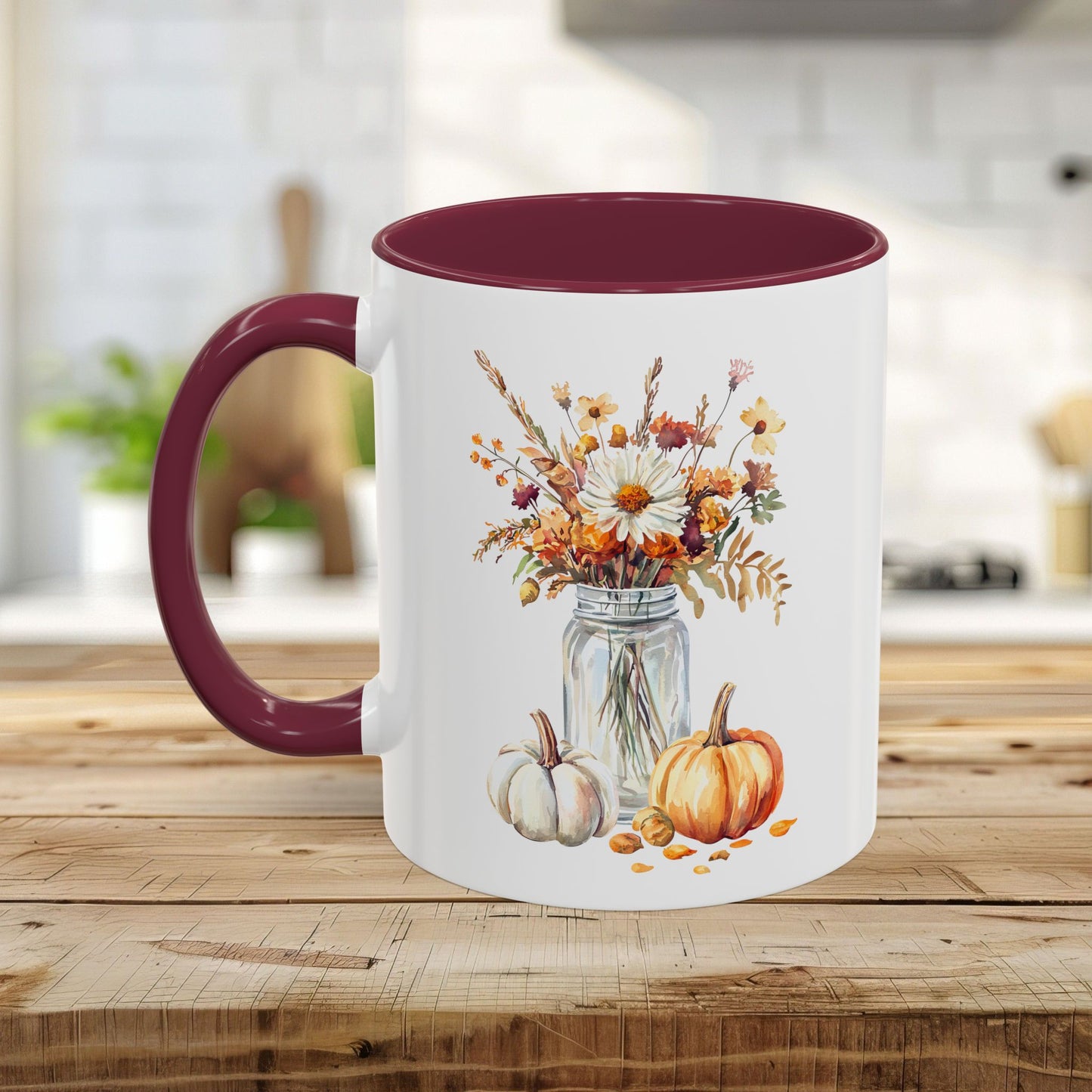 Autumn Mason Jar Bouquet & Pumpkins Mug (11/15oz)