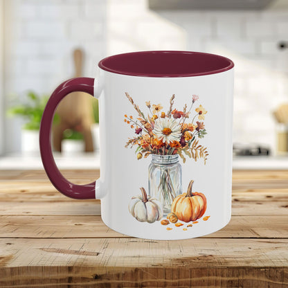 Autumn Mason Jar Bouquet & Pumpkins Mug (11/15oz)