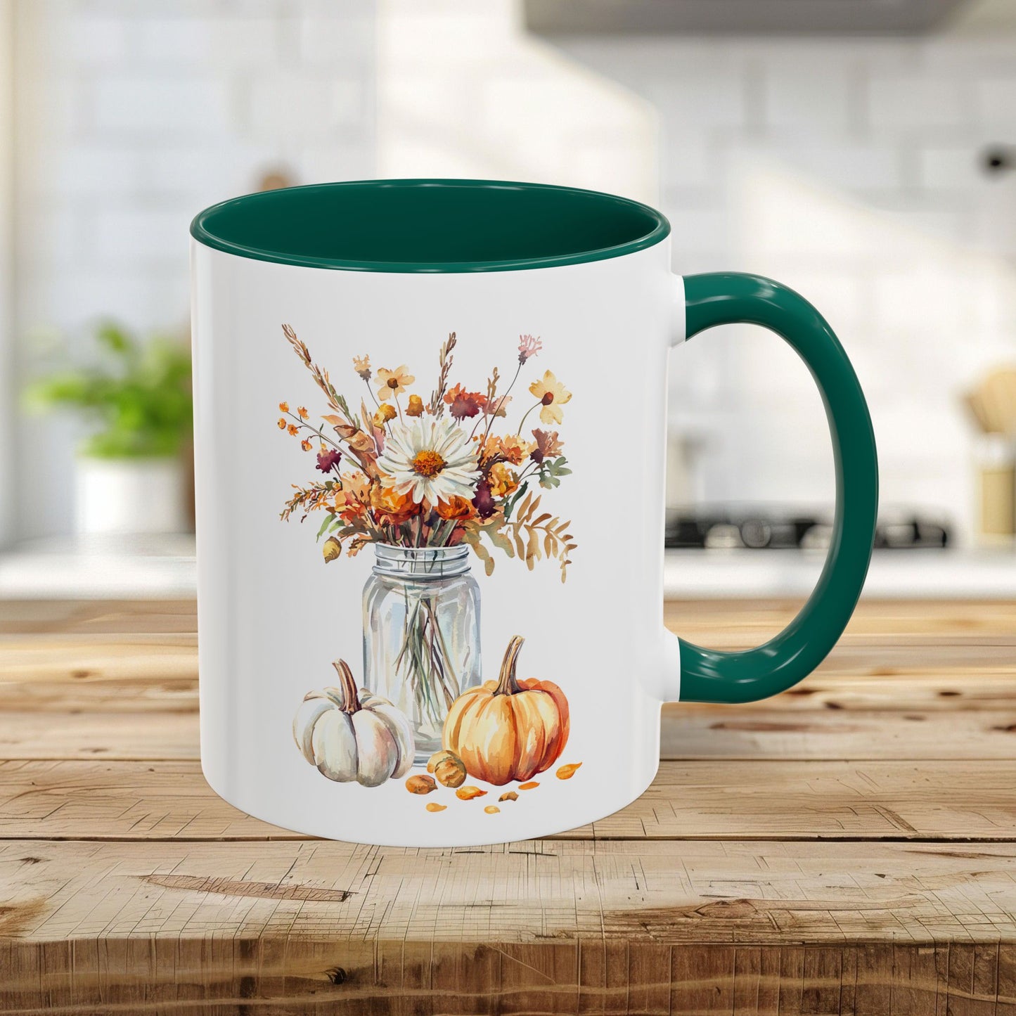 Autumn Mason Jar Bouquet & Pumpkins Mug (11/15oz)