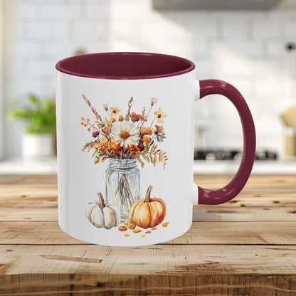 Autumn Mason Jar Bouquet & Pumpkins Mug (11/15oz)