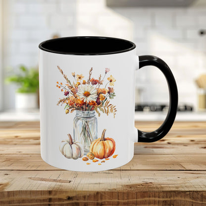 Autumn Mason Jar Bouquet & Pumpkins Mug (11/15oz)