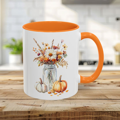 Autumn Mason Jar Bouquet & Pumpkins Mug (11/15oz)