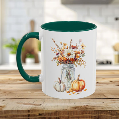 Autumn Mason Jar Bouquet & Pumpkins Mug (11/15oz)