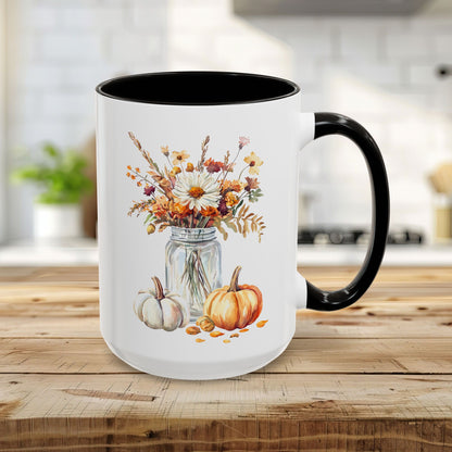 Autumn Mason Jar Bouquet & Pumpkins Mug (11/15oz)