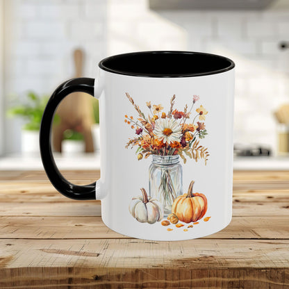Autumn Mason Jar Bouquet & Pumpkins Mug (11/15oz)