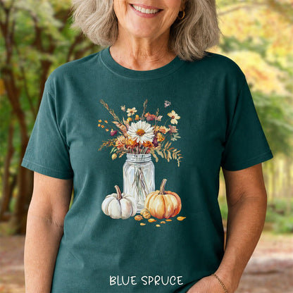 Autumn Mason Jar Bouquet & Pumpkins T-Shirt