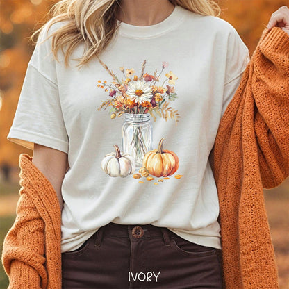 Autumn Mason Jar Bouquet & Pumpkins T-Shirt