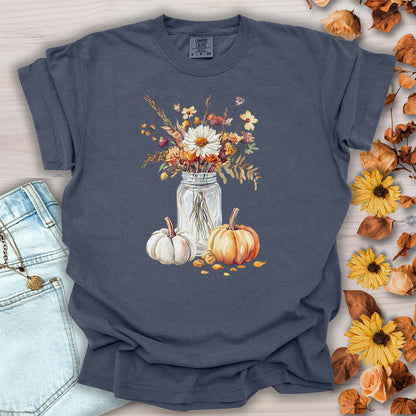 Autumn Mason Jar Bouquet & Pumpkins T-Shirt