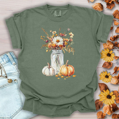 Autumn Mason Jar Bouquet & Pumpkins T-Shirt