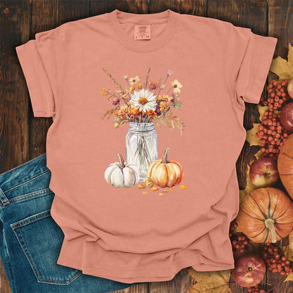 Autumn Mason Jar Bouquet & Pumpkins T-Shirt