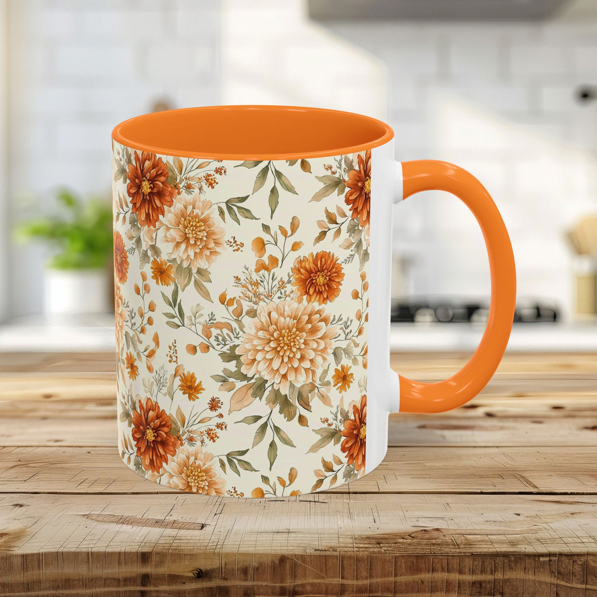 Autumn Rust & Cream Mum Floral Mug (11/15oz)