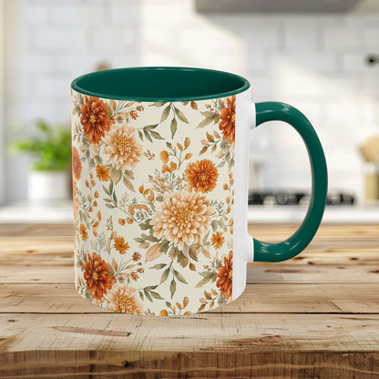 Autumn Rust & Cream Mum Floral Mug (11/15oz)