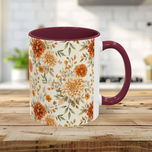 Autumn Rust & Cream Mum Floral Mug (11/15oz)