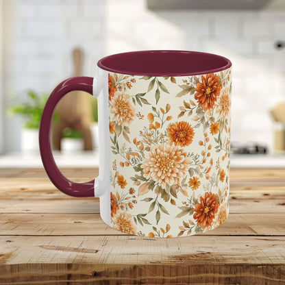 Autumn Rust & Cream Mum Floral Mug (11/15oz)