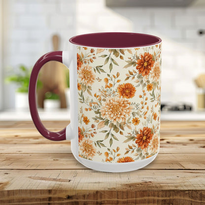Autumn Rust & Cream Mum Floral Mug (11/15oz)