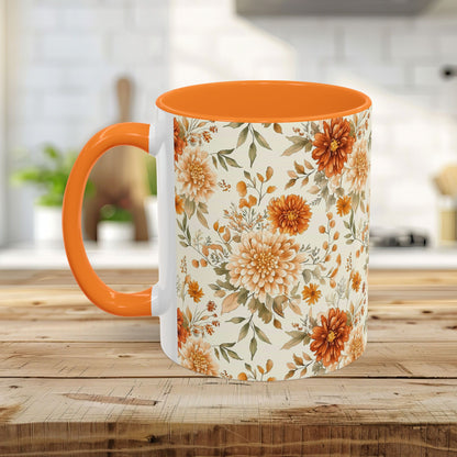 Autumn Rust & Cream Mum Floral Mug (11/15oz)