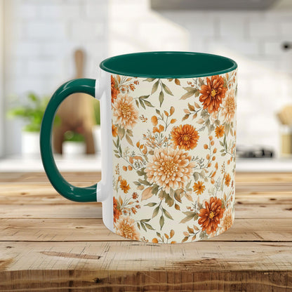 Autumn Rust & Cream Mum Floral Mug (11/15oz)