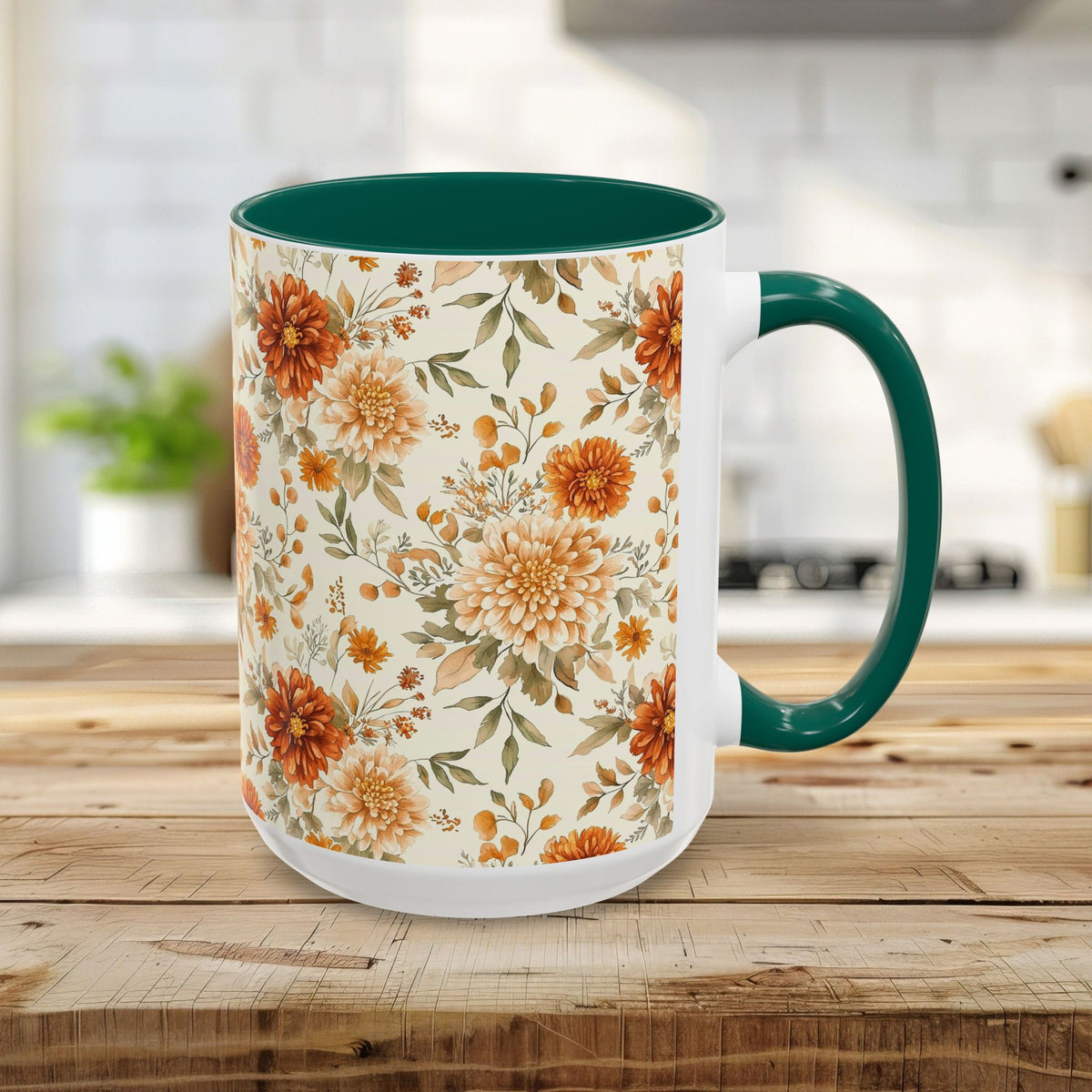 Autumn Rust & Cream Mum Floral Mug (11/15oz)