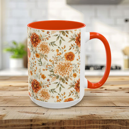 Autumn Rust & Cream Mum Floral Mug (11/15oz)