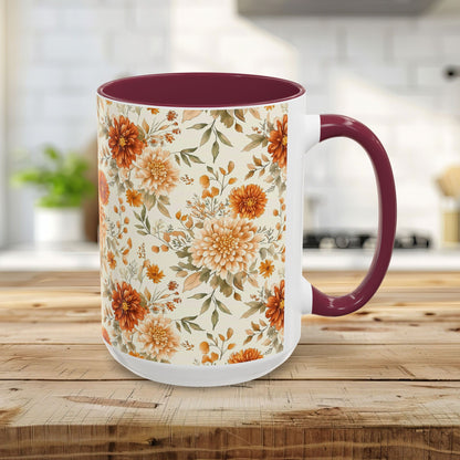 Autumn Rust & Cream Mum Floral Mug (11/15oz)