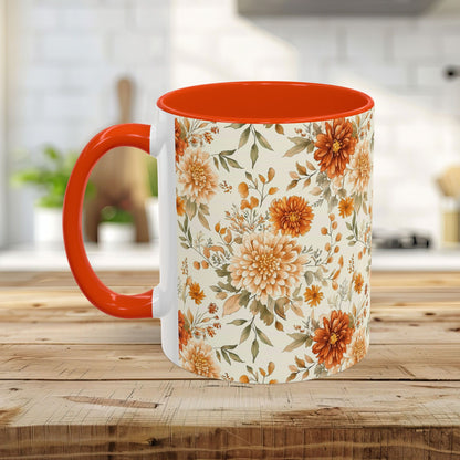 Autumn Rust & Cream Mum Floral Mug (11/15oz)