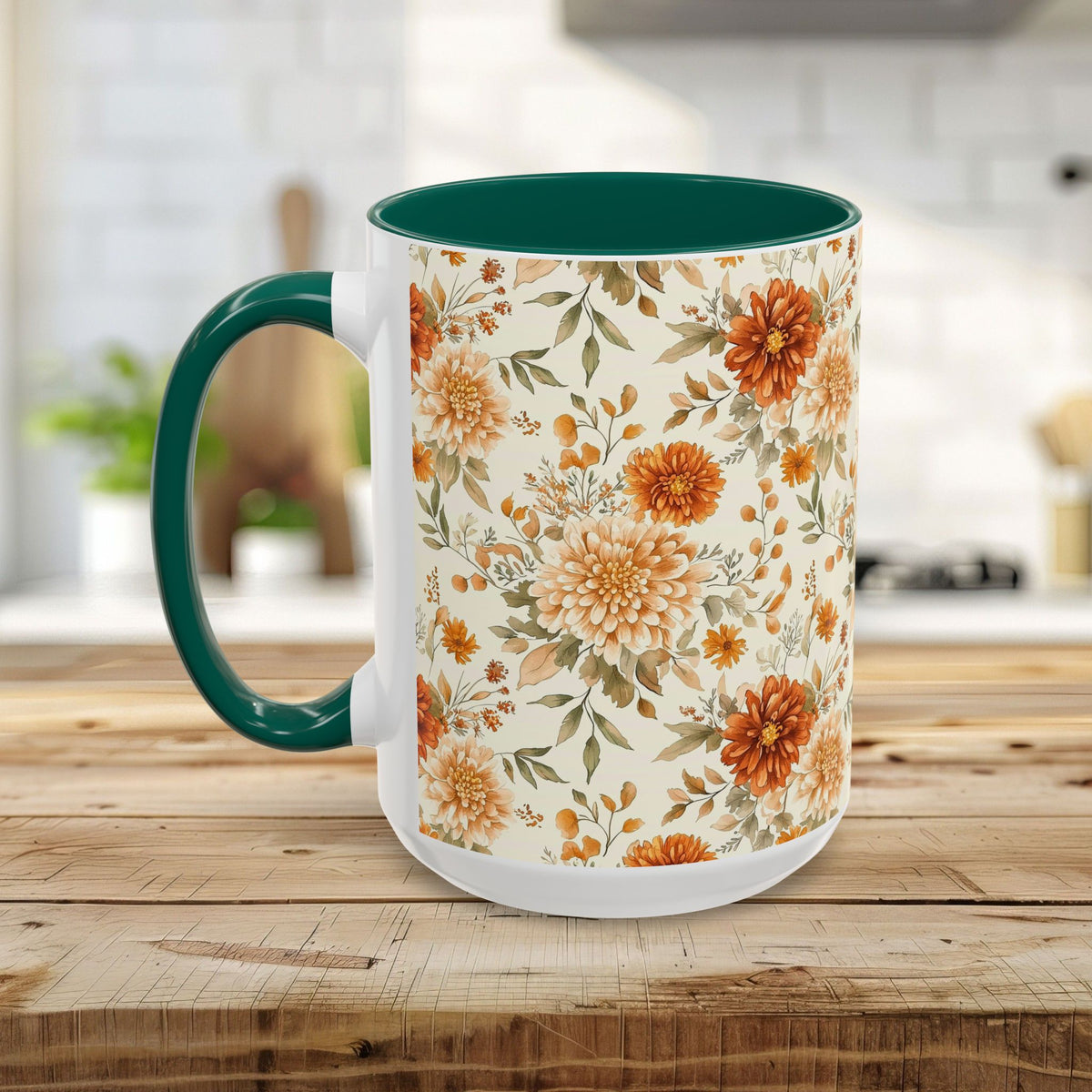 Autumn Rust & Cream Mum Floral Mug (11/15oz)