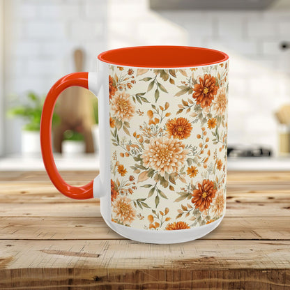 Autumn Rust & Cream Mum Floral Mug (11/15oz)