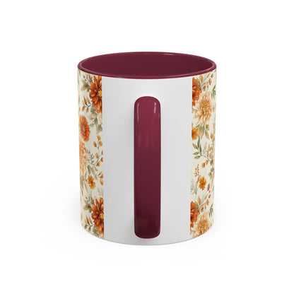 Autumn Rust & Cream Mum Floral Mug (11/15oz)