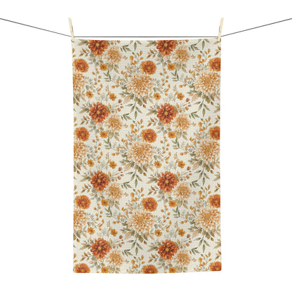 Autumn Rust & Cream Mum Floral Tea Towel