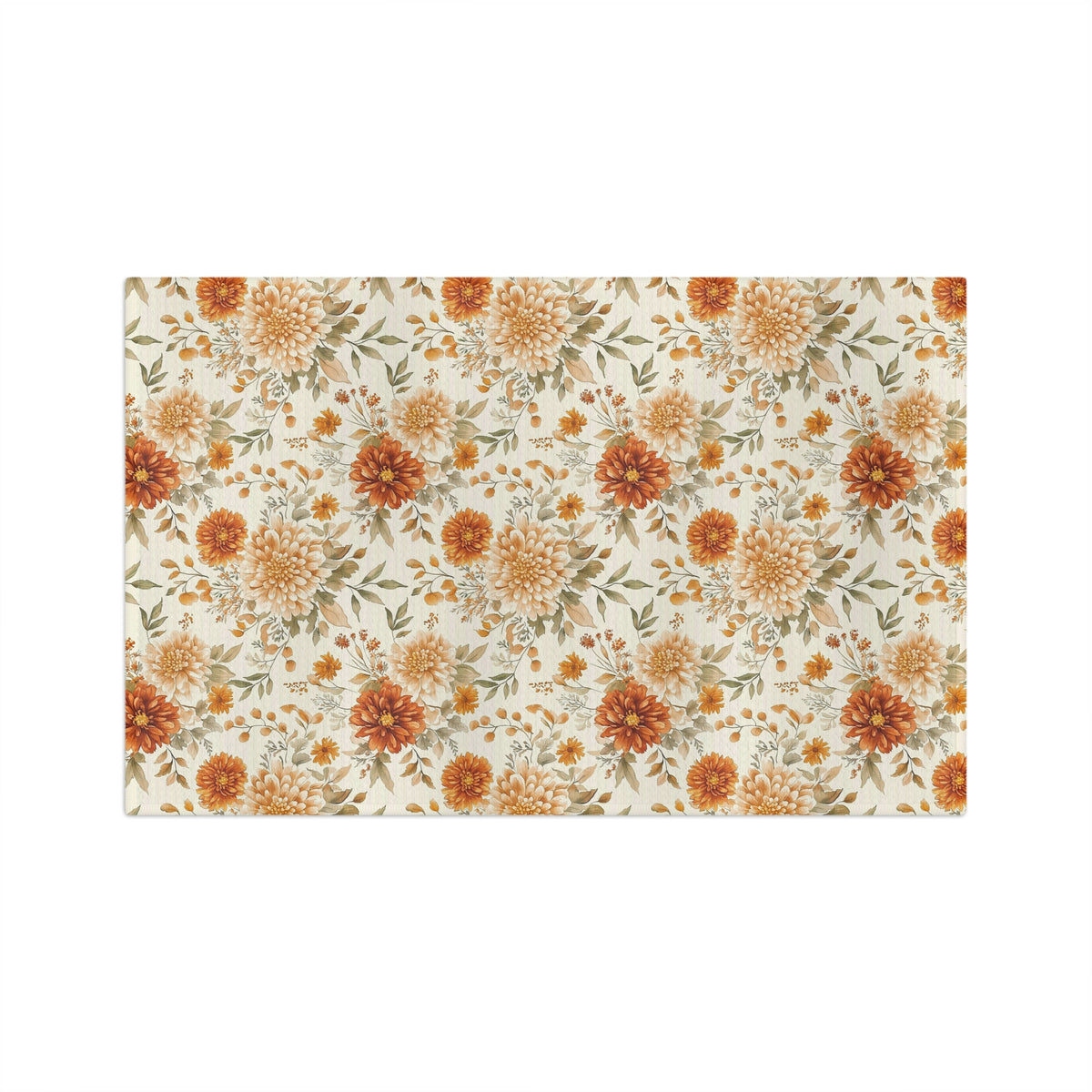 Autumn Rust & Cream Mum Floral Tea Towel