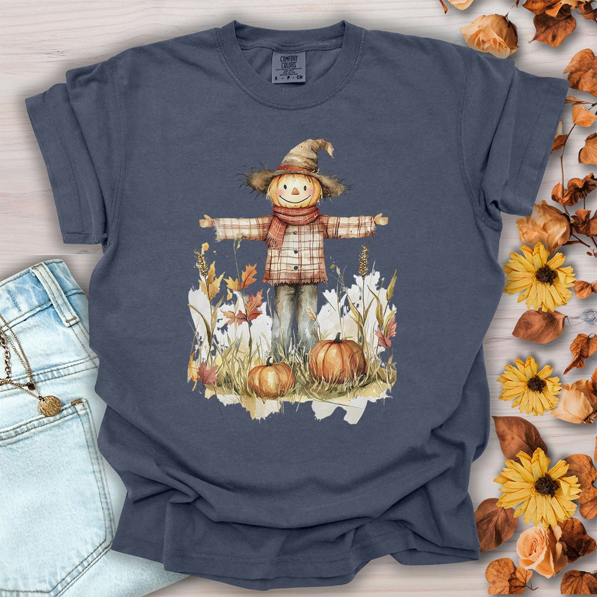 Autumn Scarecrow & Pumpkins T-Shirt