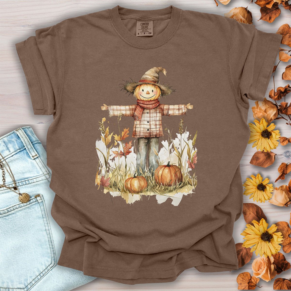 Autumn Scarecrow & Pumpkins T-Shirt