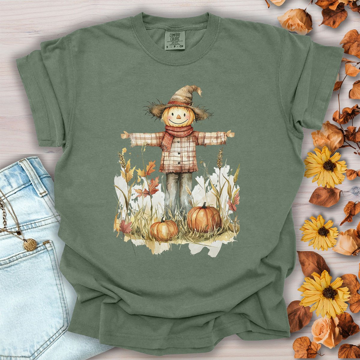 Autumn Scarecrow & Pumpkins T-Shirt